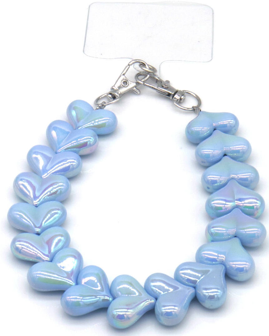 G-C10.1 KEY1026-001-2 Phone Cord Hearts Blue