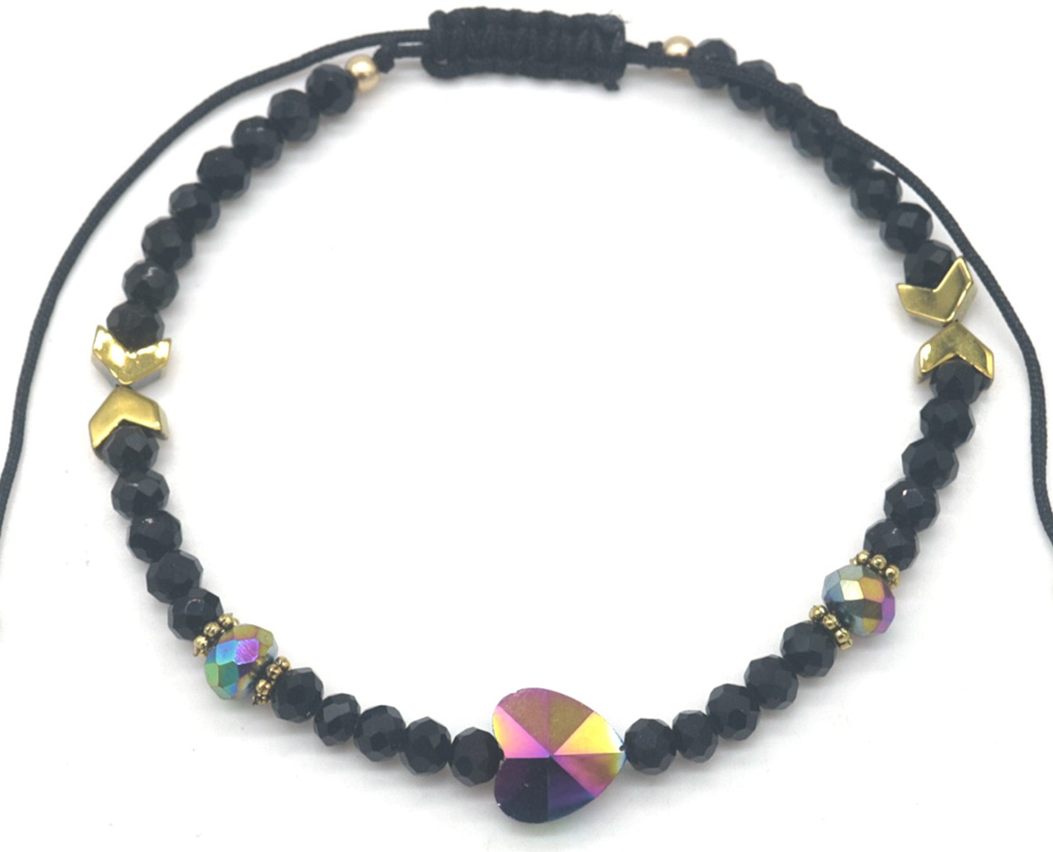 I-E9.2  ANK830-086-2 Anklet Heart Black