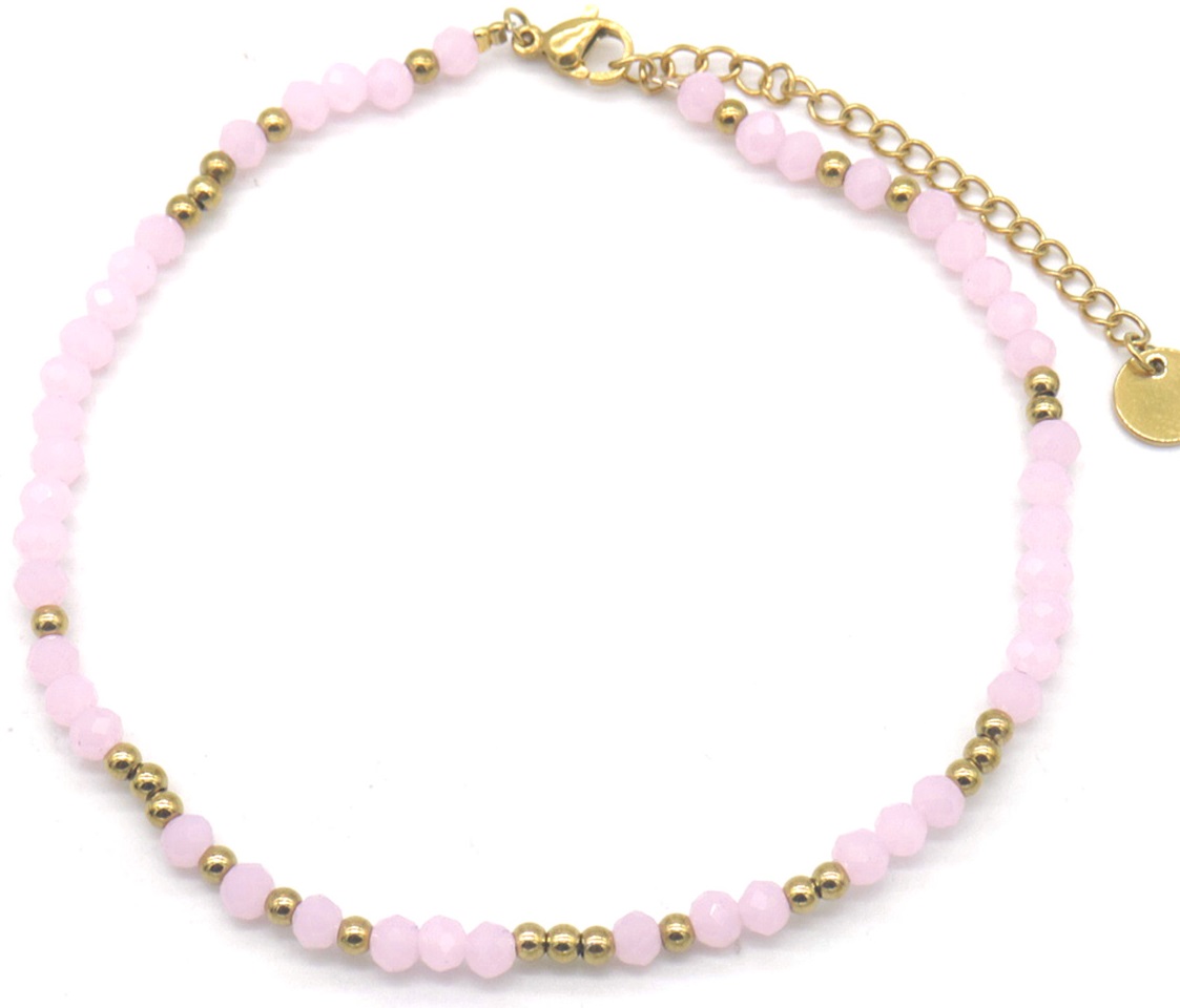 E-D3.1 ANK103-006 S. Steel Anklet Glassbeads