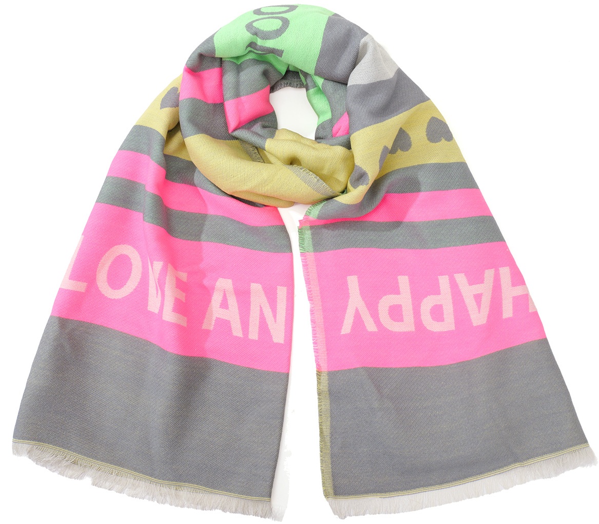 Q-G7.1  SCARF1008-001-5 Scarf Love and Happy 180x70cm
