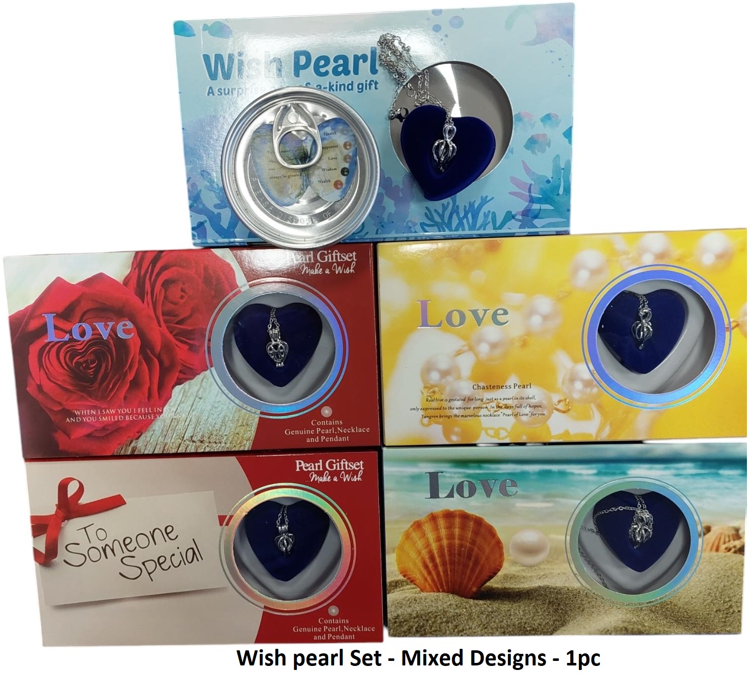 Q-I7.1 N2450-001 Wish Pearl Set - Freshwater Pearl with Necklace - Mixed Designs - 1pc