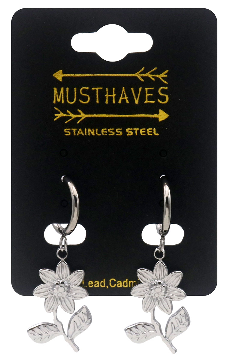 A-D4.3 E2612-254S S. Steel Earrings Flowers 4cm