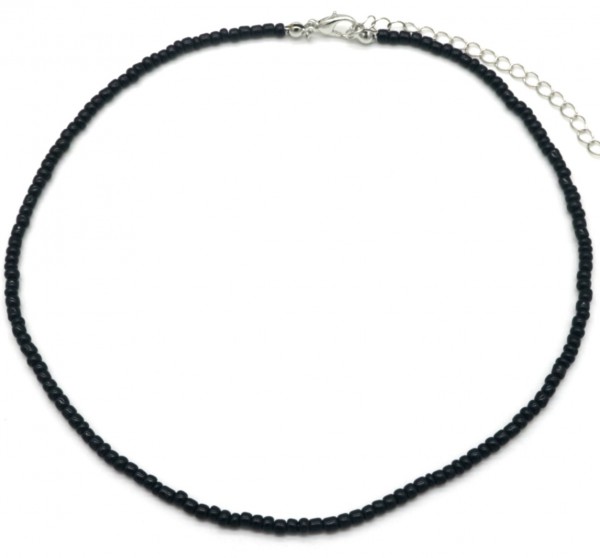 C-A16.2 N1656-004 No.6 Necklace Glass Beads 37-44cm Black