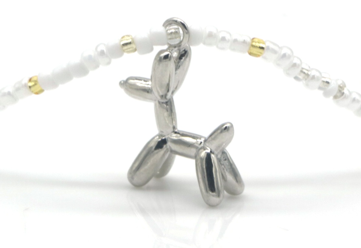 E-C16.2 N1034-001-1 Fashion Necklace Glassbeads Dog 40-45cm