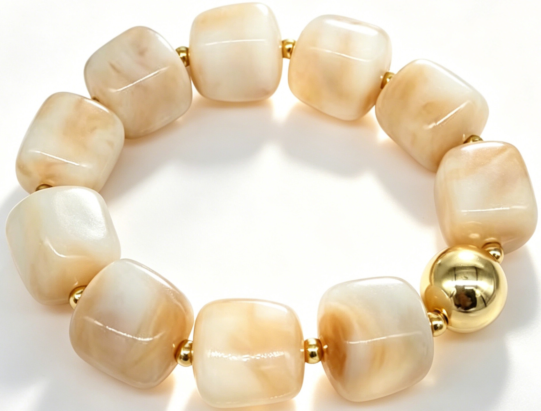 I-B6.1 B2614-072-11 Beads Bracelet Beige