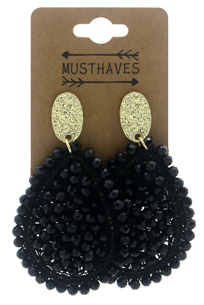 E-B12.1 E007-059-1 Earrings Faceted Glass Beads 7x4cm