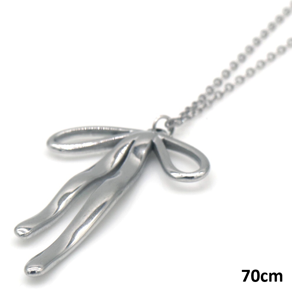 F-A18.3 N2556-041S S. Steel Long Necklace Bow - 70-75cm