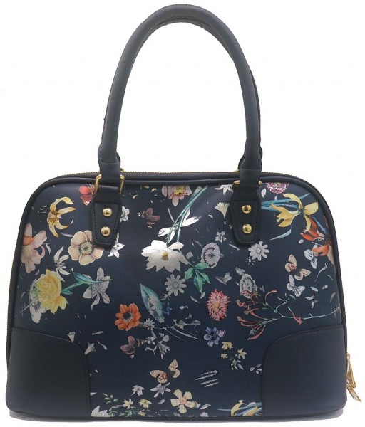 Y-F5.5  BAG734-001 No. 4 PU Bag Floral 30x24x12cm Blue