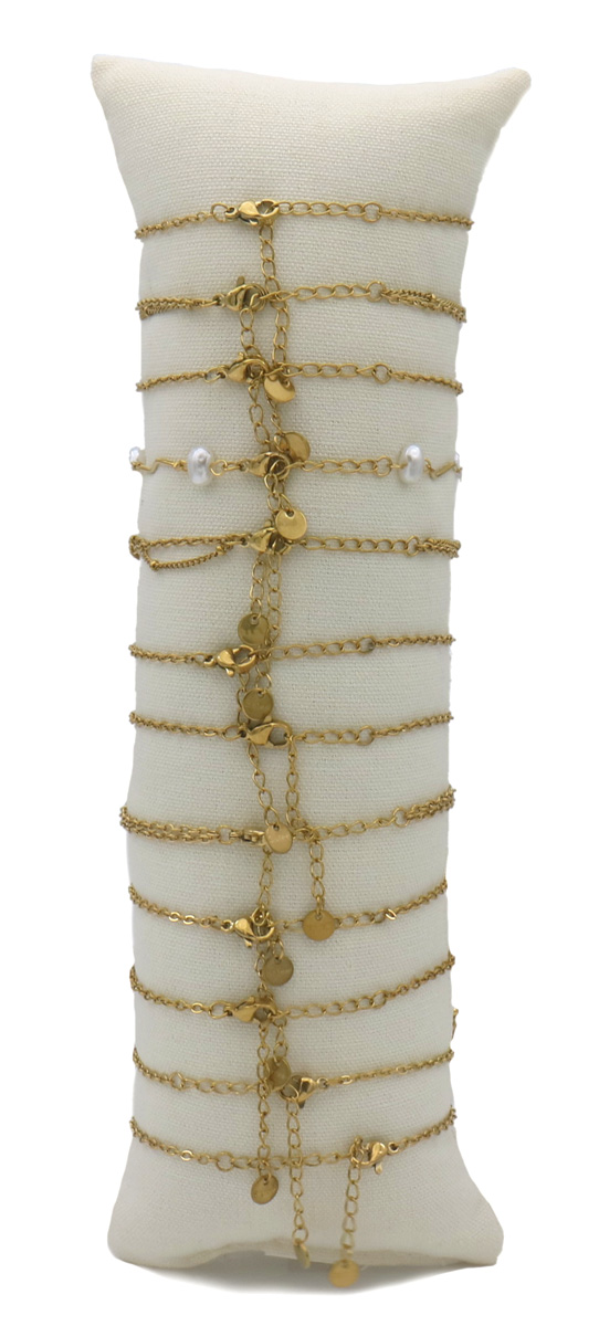 D-B26.1 B221-524-5 S. Steel Bracelet Set -12pcs White