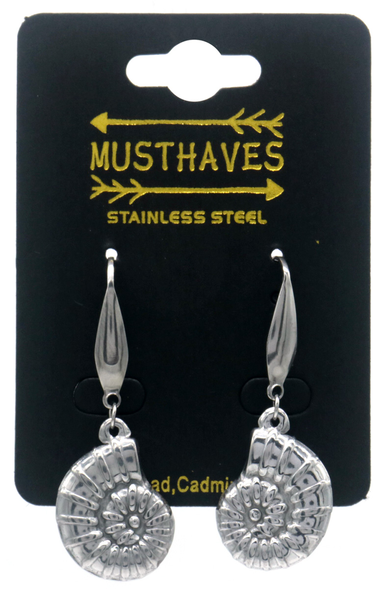 B-D18.2 E1033-008S S. Steel Earrings Shell 4cm