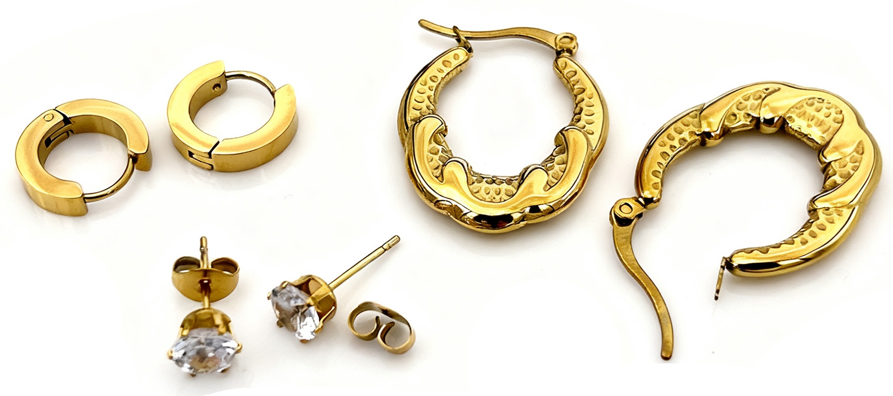 G-C17.1 E1131-019G S. Steel Earrings Set - 3 Pair