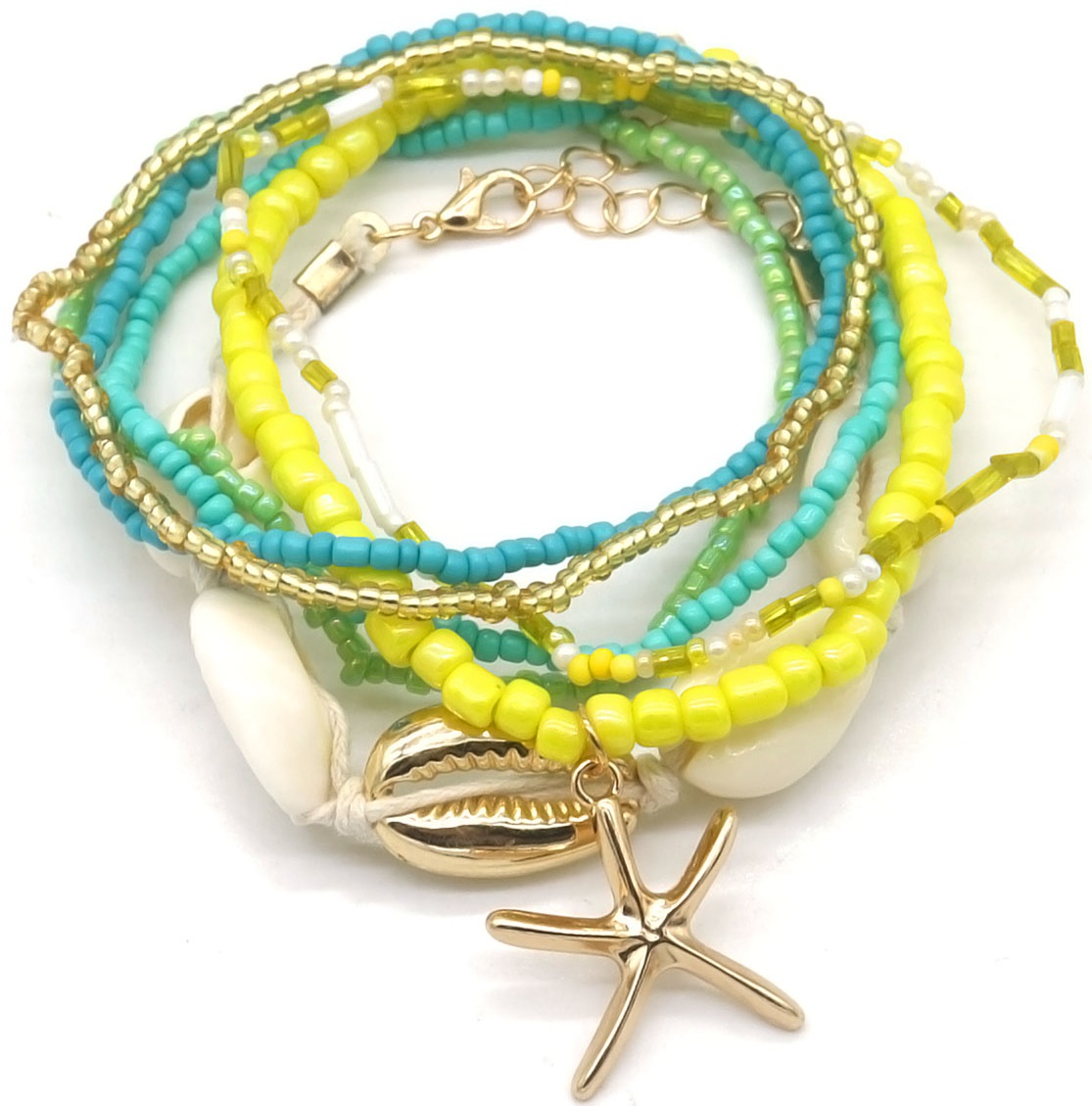  G-C11.1 B1670-040 Bracelet Set Glassbeads Blue-Yellow