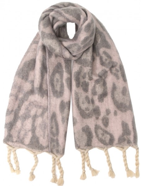 Y-B3.2 SCARF705-062 No. 2 Scarf Leopard 180x50cm Grey-Pink
