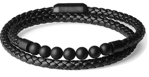 D-F2.2 B824-026-3 S. Steel - Leather - Stone Bracelet