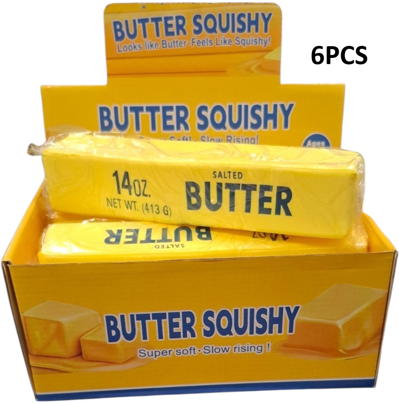 T-P4.1 TOY2619-023 Yellow Slow Rising Butter Squishy XL 24x5CM 6PCS