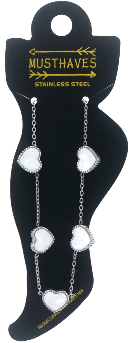 F-F4.2 ANK1033-003S S. Steel Anklet Hearts MOP