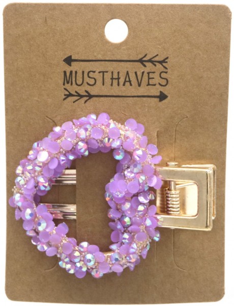 G-C10.2 H638-002D Hair Clip Glitter Heart Purple