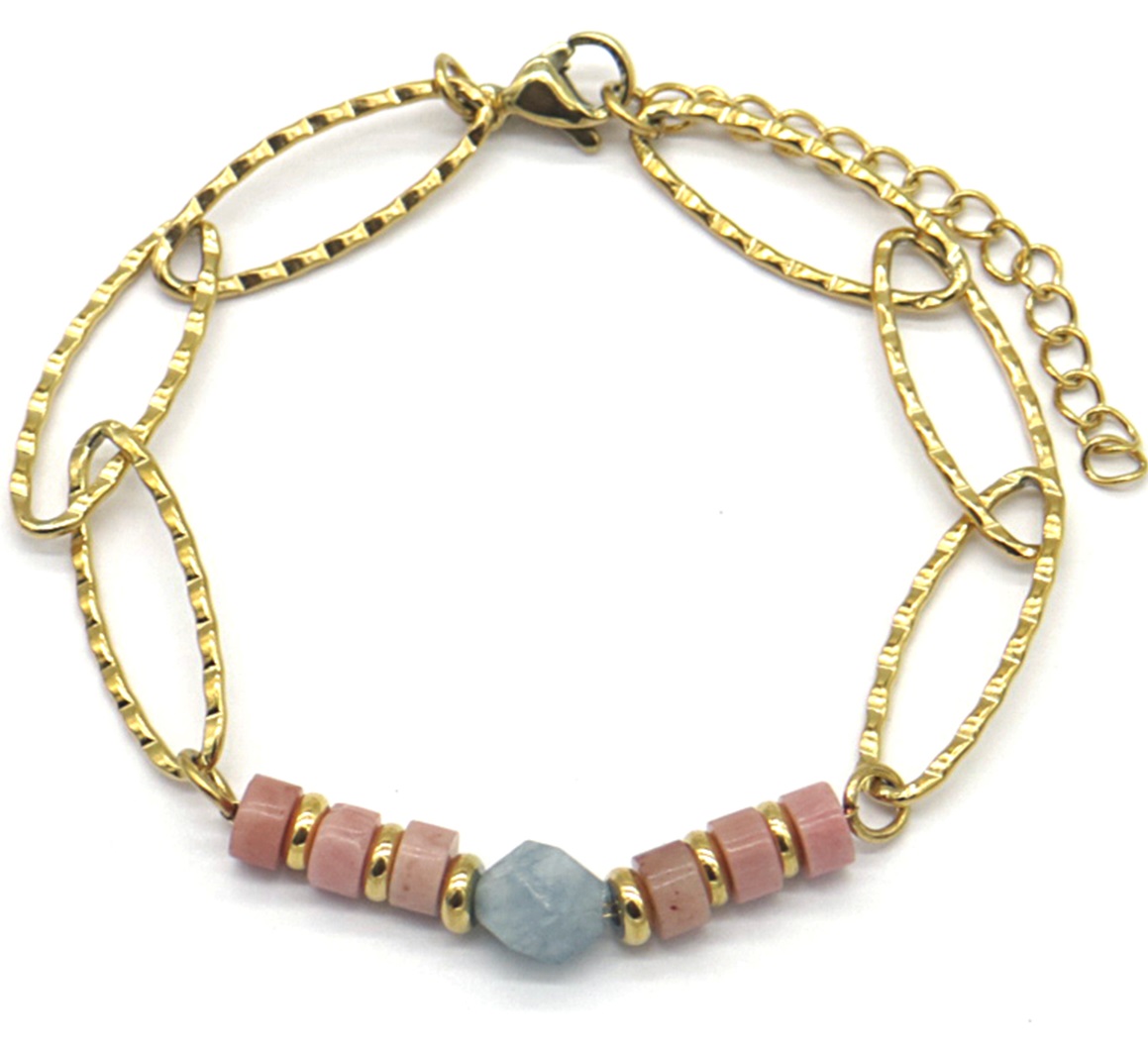 D-A10.1 B031-030G S. Steel Bracelet Stones