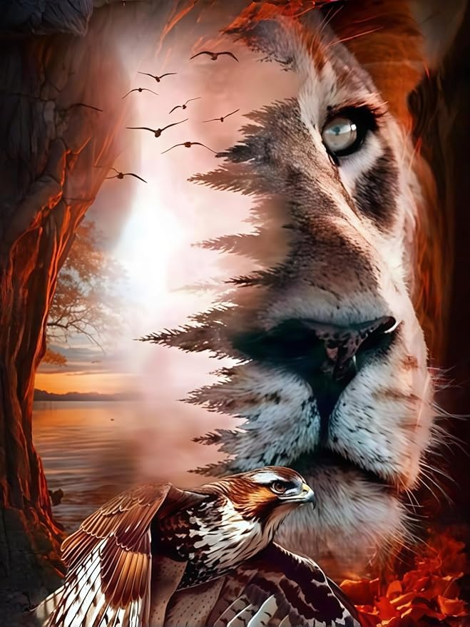 L-B4.2 DP2545105 Diamond Painting -Canvas 50x40cm - Painting 45x35cm Lion