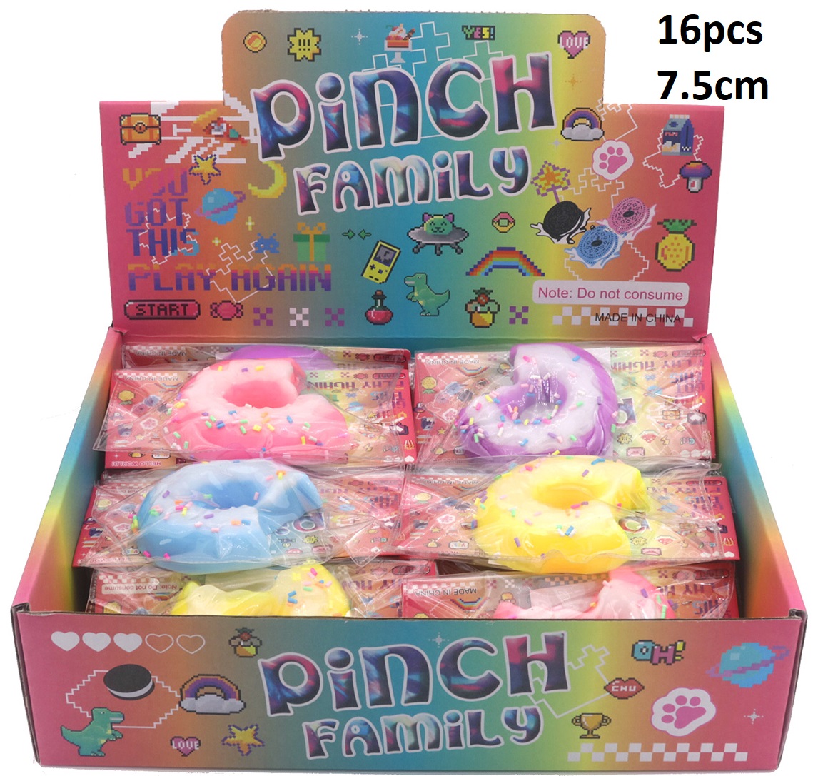 K-E3.1  TOY2535-030 Squishy Decompression Squeeze Toys - Donut 7.5cm - 16pcs