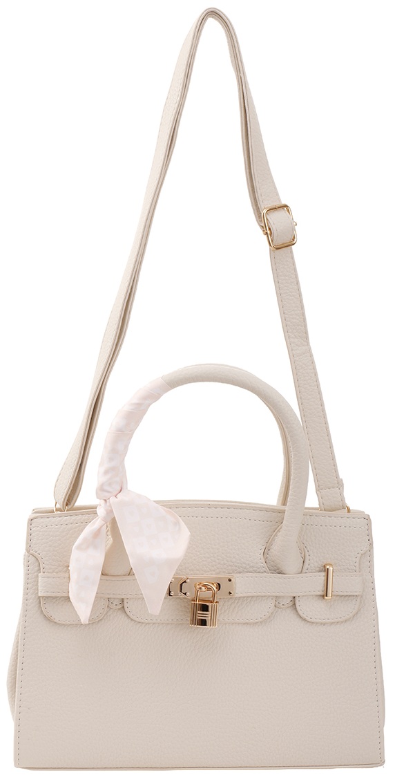 Y-C6.3 BAG1017-001-3 PU Bag with Scarf 28x20x9cm Beige