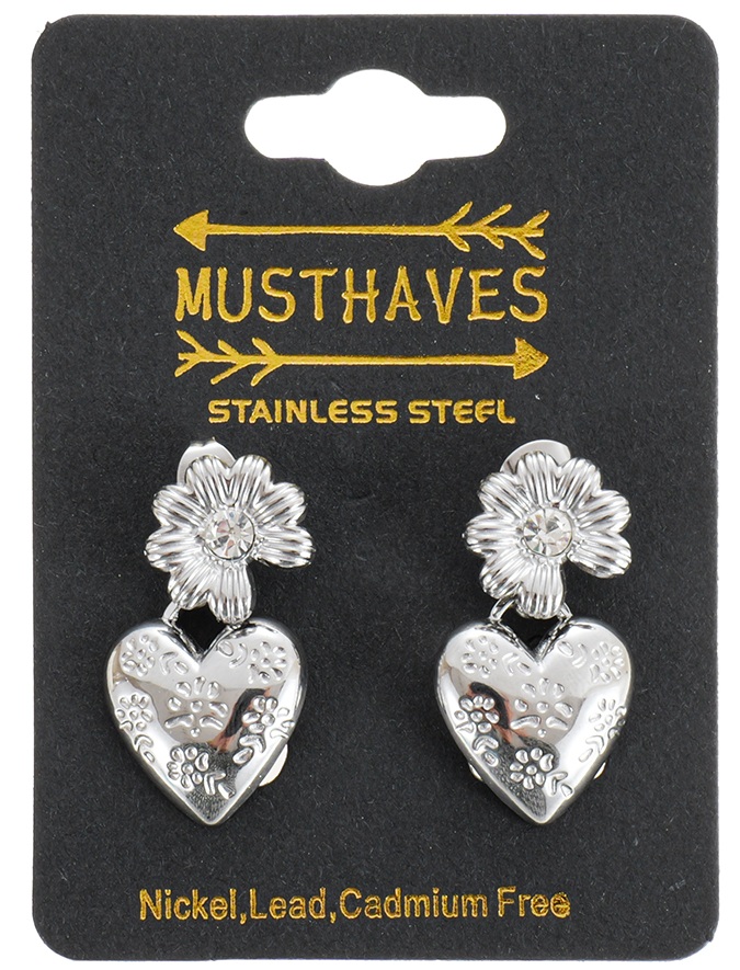 C-A5.3 E2612-102S S. Steel Earrings Heart 3cm