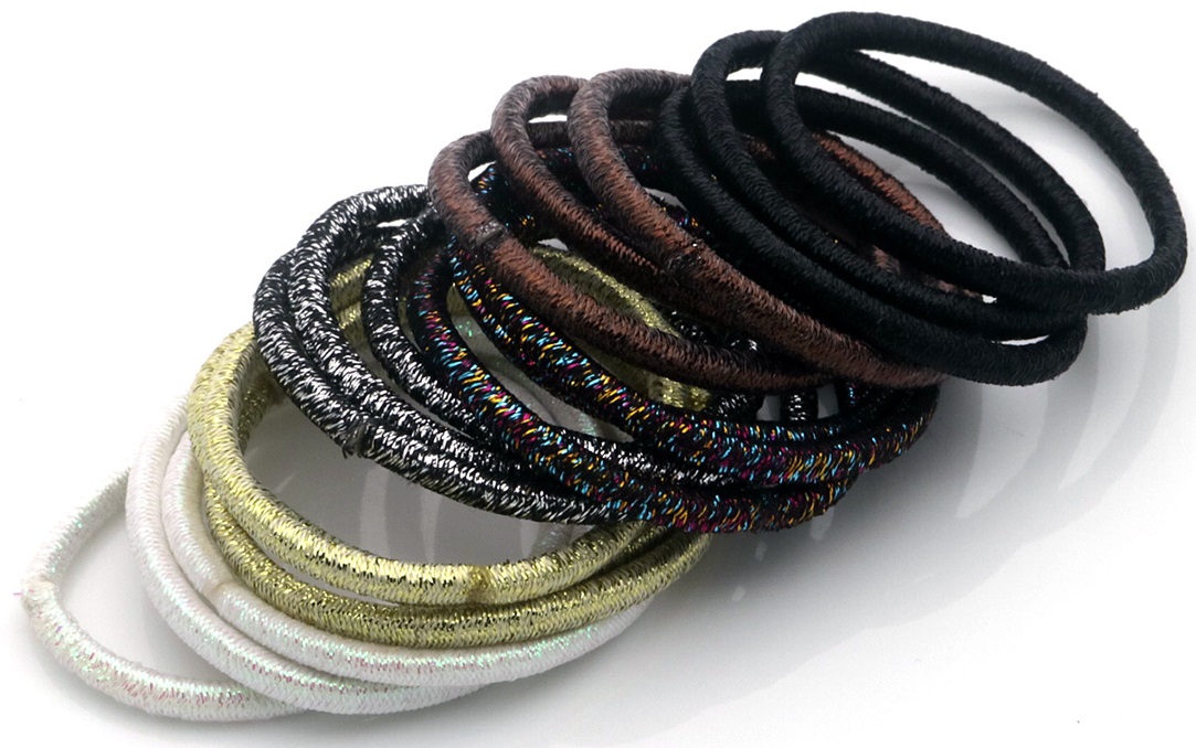 S-E2.1  H924-001-6 Hair Elastics Glitter - 18pcs