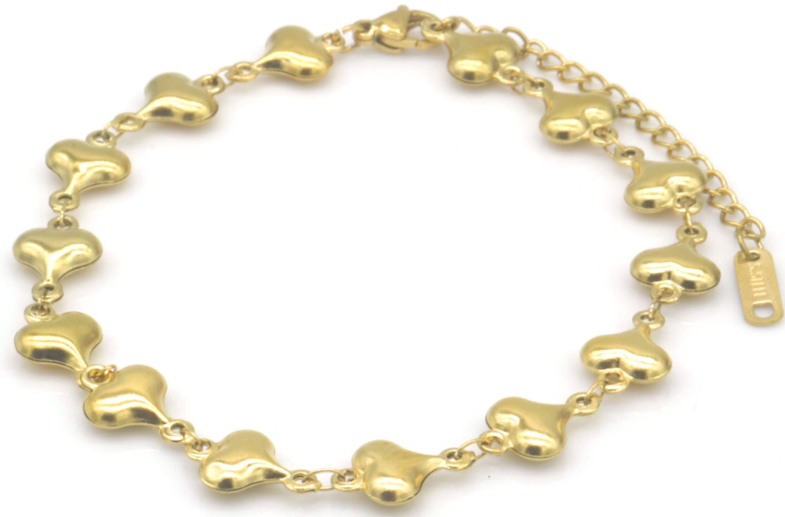 H-D8.2 ANK1033-002G S. Steel Anklet Hearts