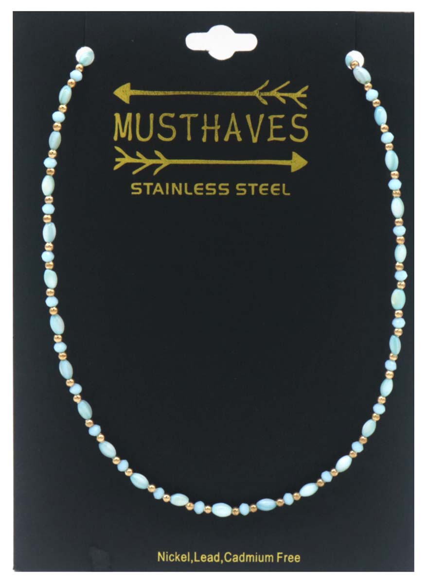 B-A4.5 N830-027-3 S. Steel Necklace Blue