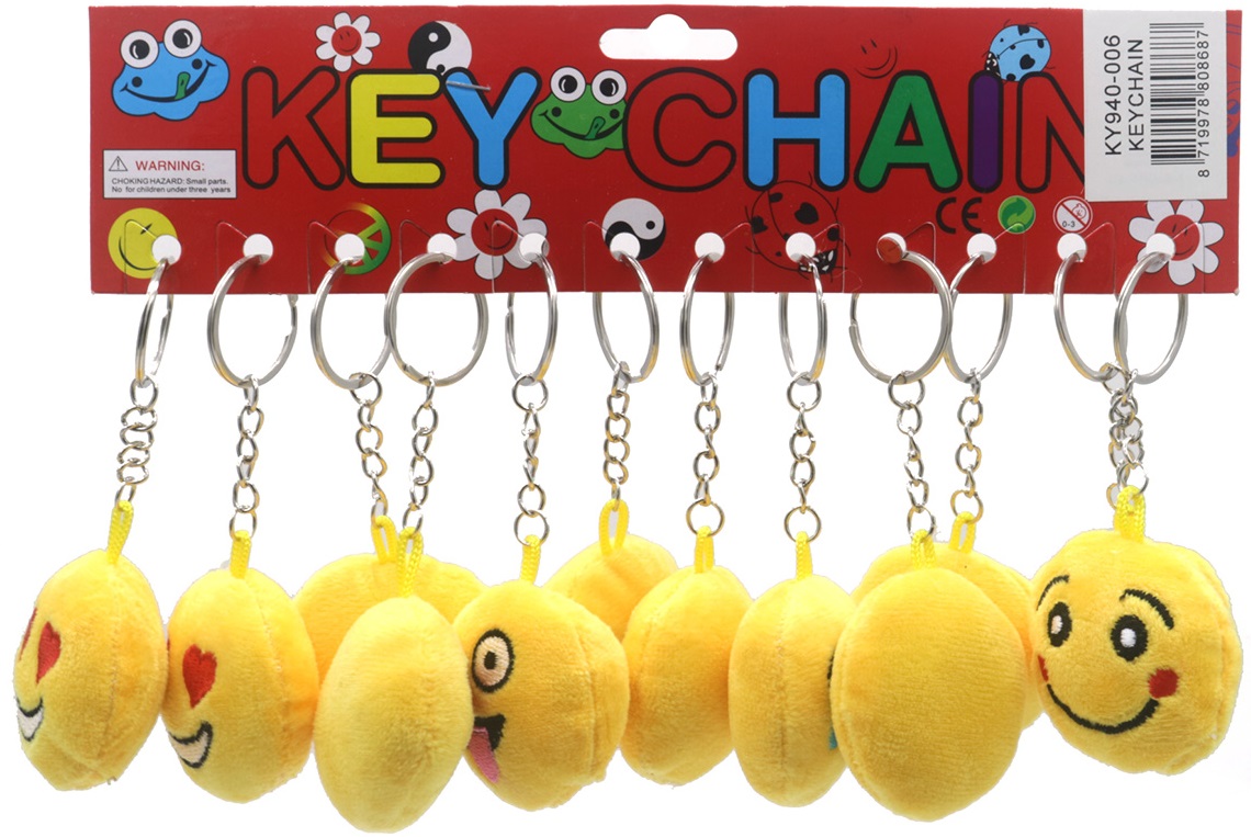T-N2.2 KY940-006 Plush Keychain Smiley - 12pcs