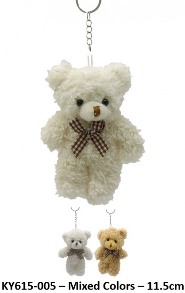 Z-C5.2 KY615-005 Plush Keychain Bear 11.5cm -Mixed Colors - 1pc