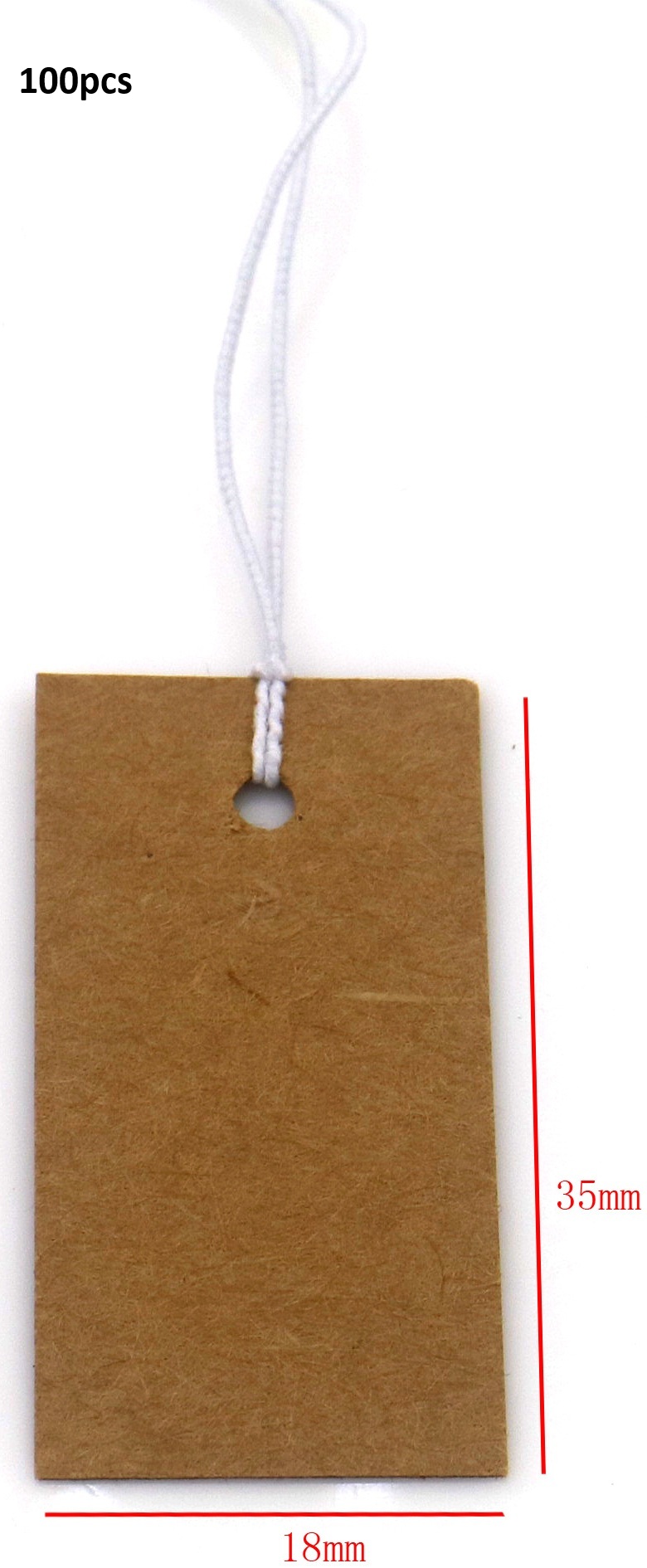 H-B7.4 TAG2559-005B Elastic Paper Price Tag 3.5x1.8cm - 100pcs  Brown