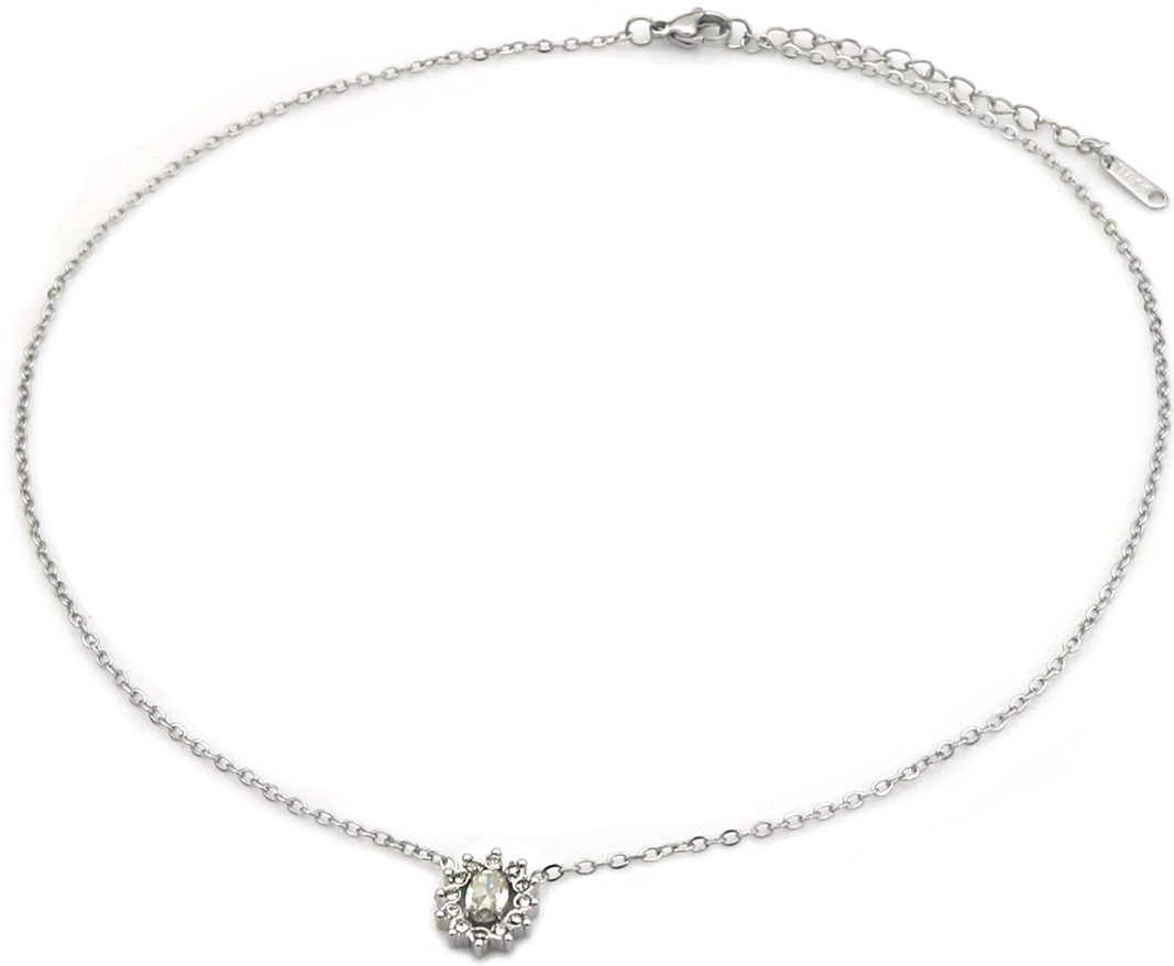 G-F17.4 N2591-035S S. Steel Necklace Crystals 40-45cm