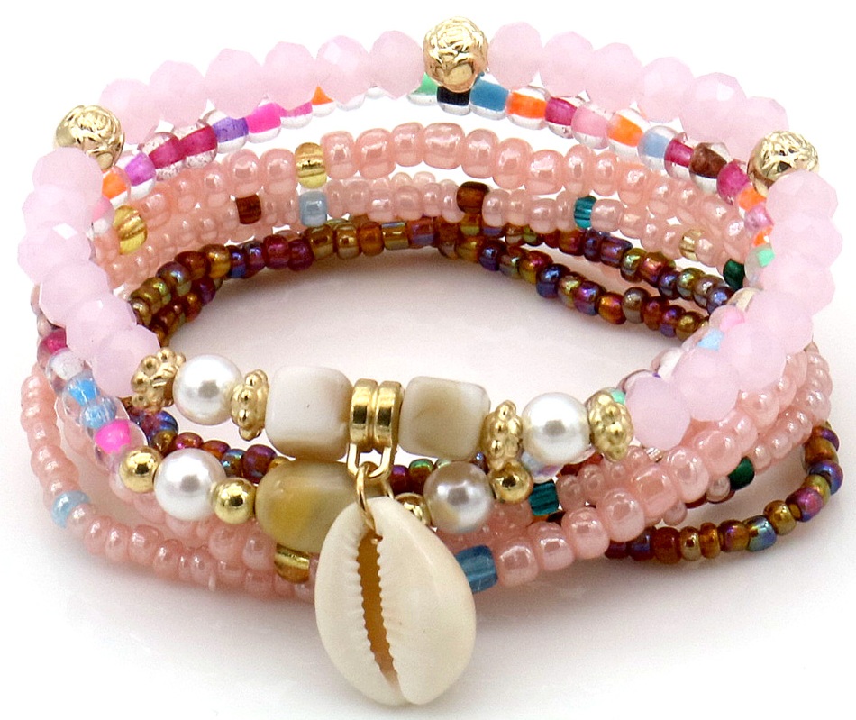 A-C15.1 B1670-051-3 Bracleet Set Shell Pink