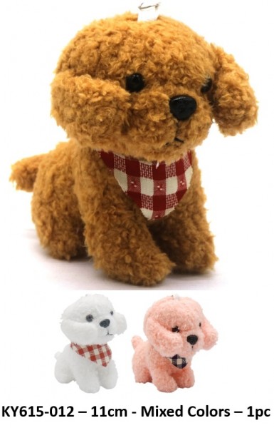 L-A4.2 KY615-0012 Plush Keychain Dog 11cm -Mixed Colors - 1pc
