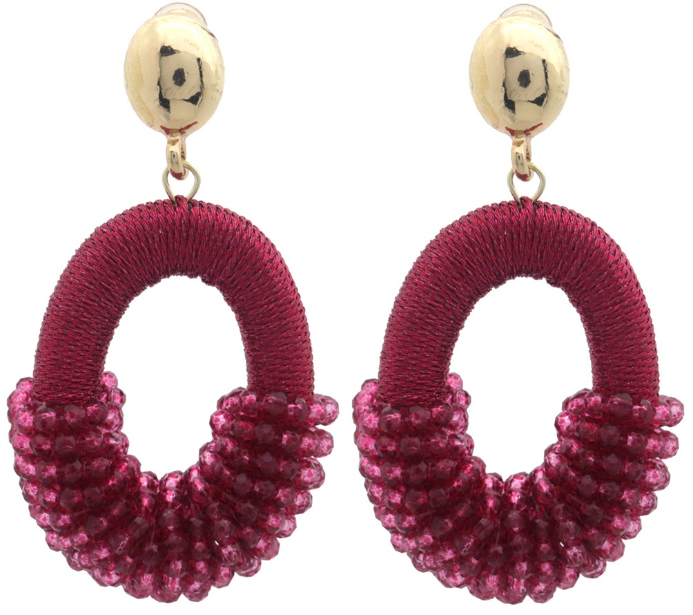 C-E12.2 E007-060-2 Earrings Faceted Glassbeads 4.5x2.8cm