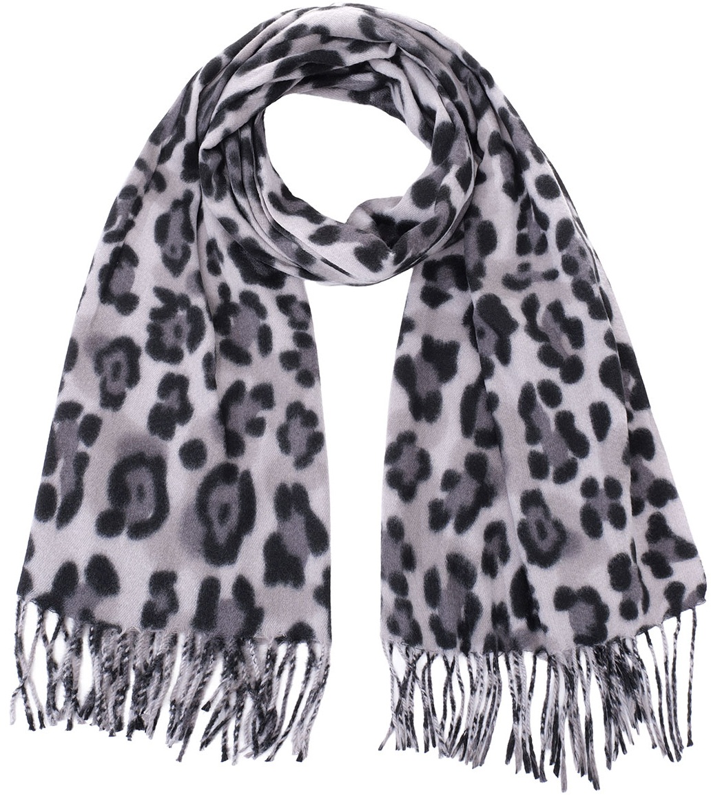 Y-C4.3 SCARF405-780-2 Soft Scarf Leopard 180x70cm Grey