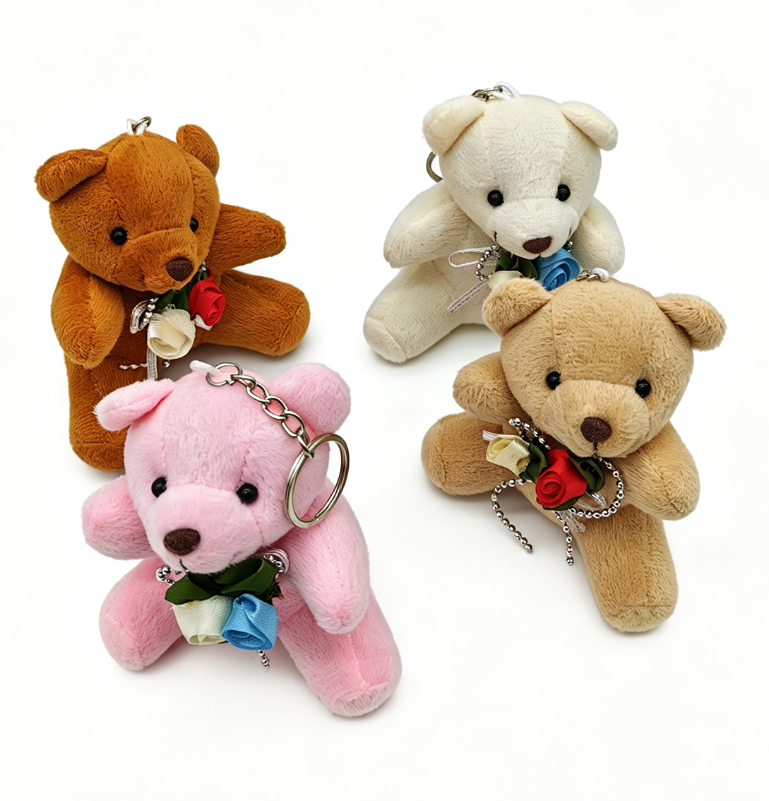 Y-A4.4 KY615-619 Plush Keychain Bear 10cm Mixed Colors - 1pc