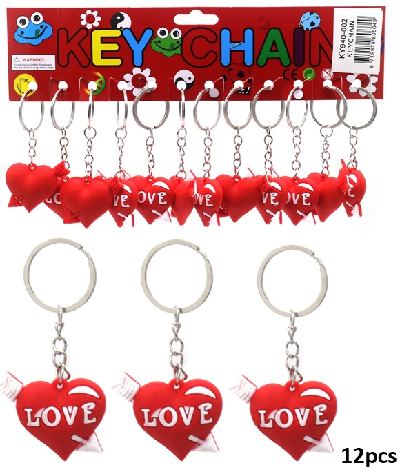 B-D14.1 KY940-002 Keychains Heart 12pcs