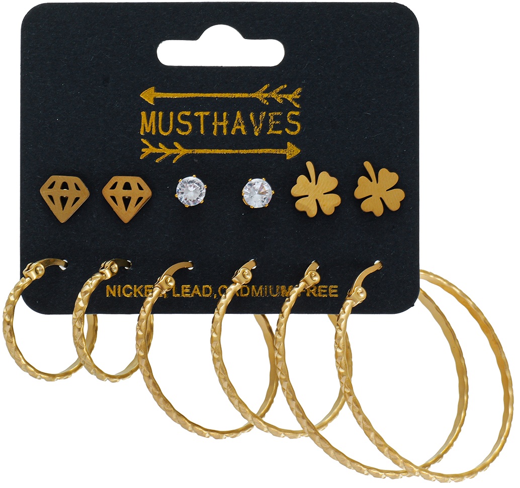C-A24.2 E1131-134G S. Steel Earring Set 6 Pairs