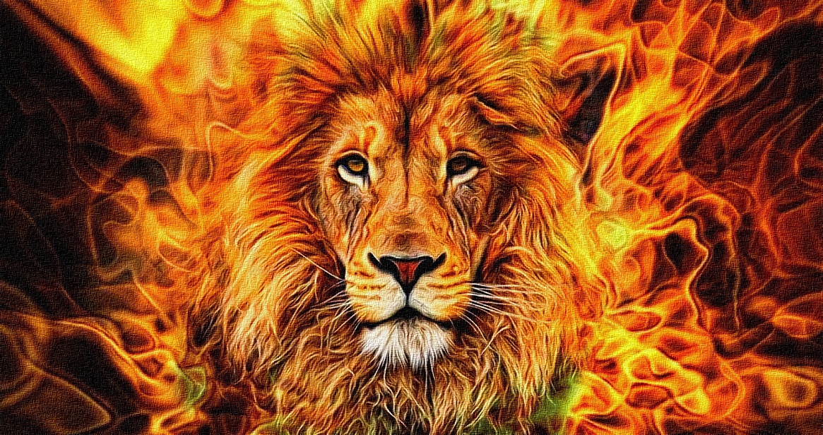 R-N4.1 GD79047 Diamond Painting Canvas 40x30cm - Painting 35x25cm Lion Flame