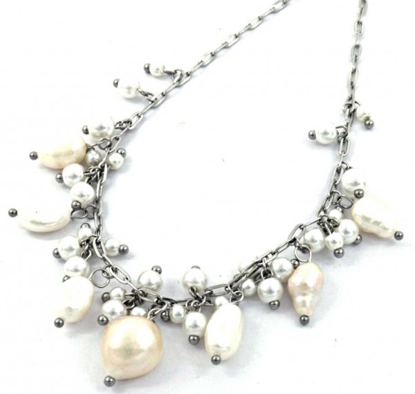 F-F15.2 N221-390S S. Steel Necklace Pearls