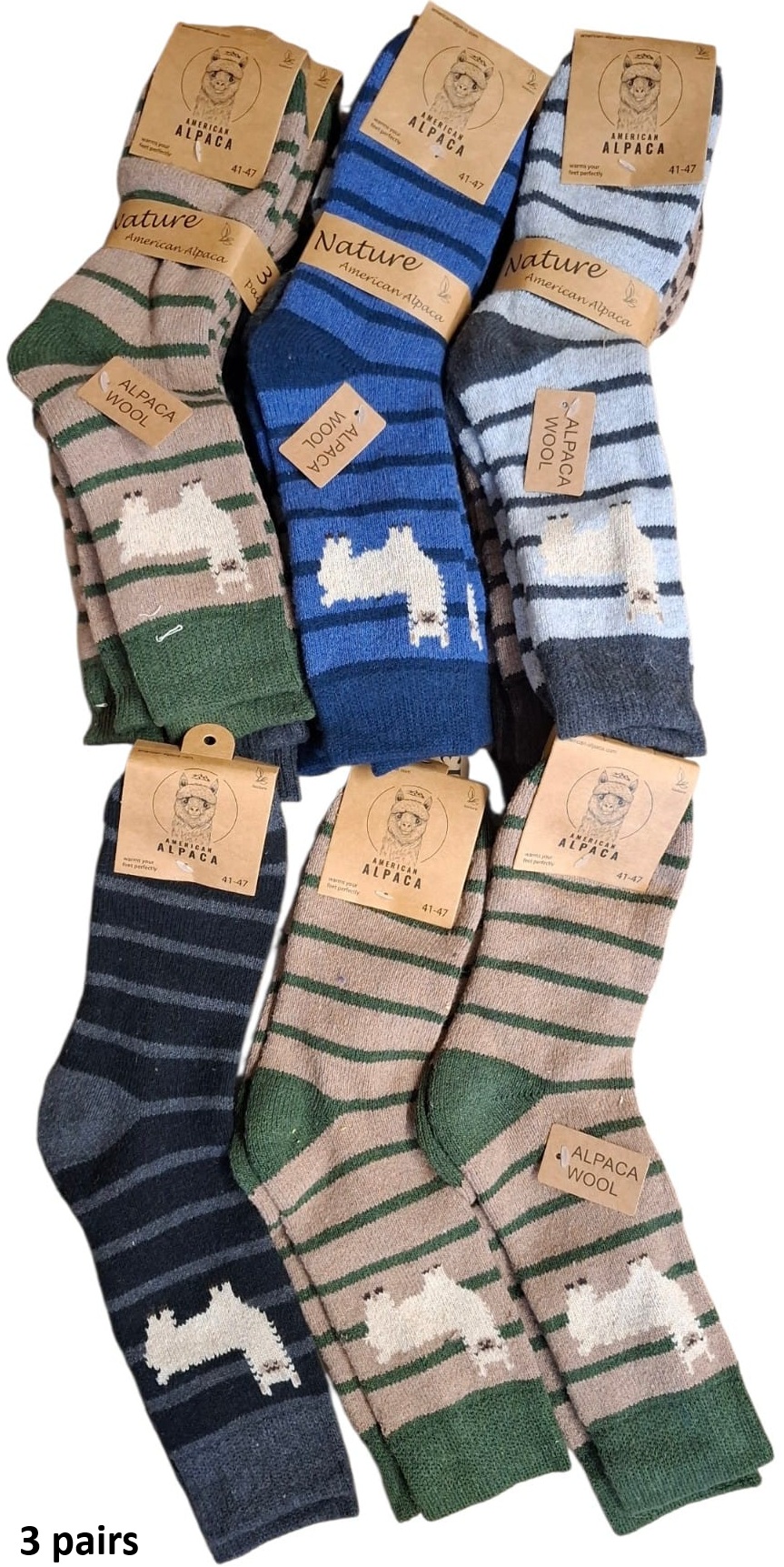 Y-D5.5  JN26-9310 Woolen Socks Size 41-47  Mixed Colors  - 3-Pack