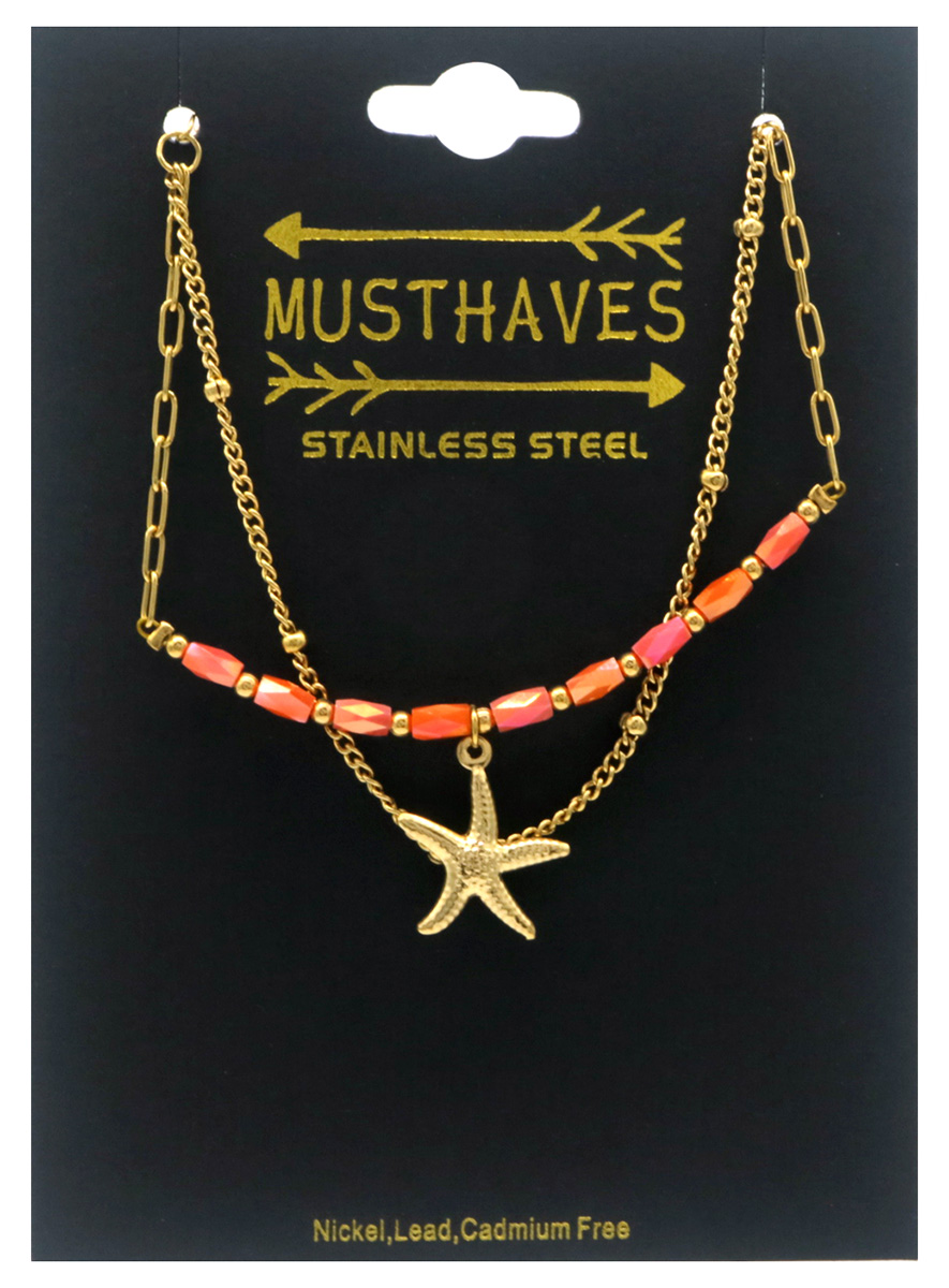 B-E8.2 B1036-007G S. Steel Bracelet Starfish 16-21cm