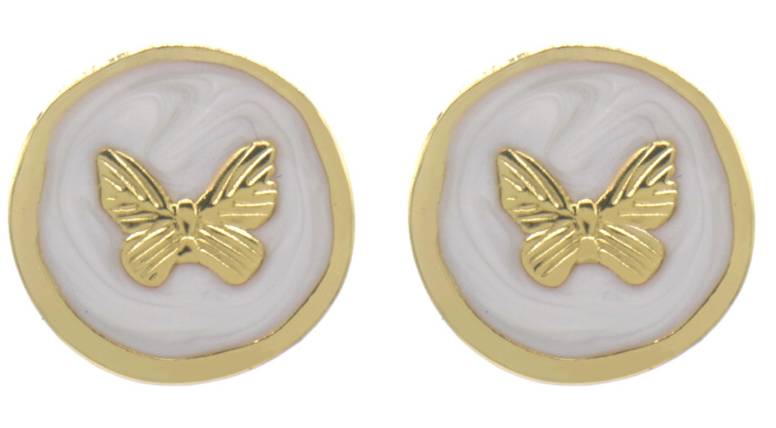F-F18.4 E1033-001G S. Steel Earrings Butterfly 2.5cm
