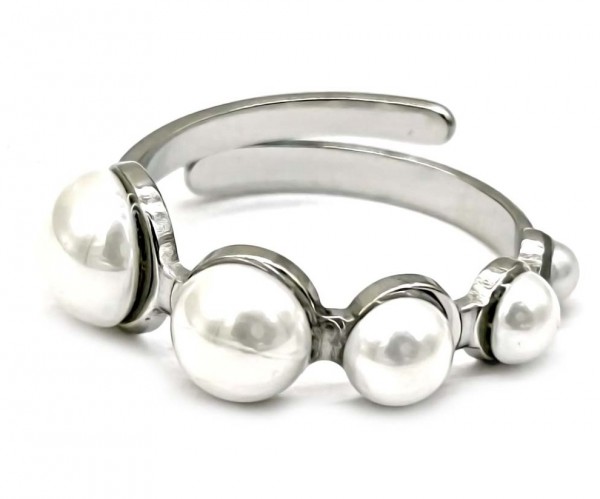 D-D7.5  R77-308S S. Steel Ring Pearls Adjustable
