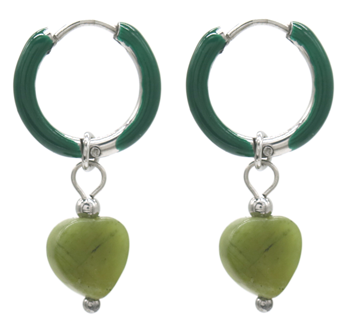 C-B3.2 E2142-031S S. Steel Earrings 1x2.5cm Southern Jade