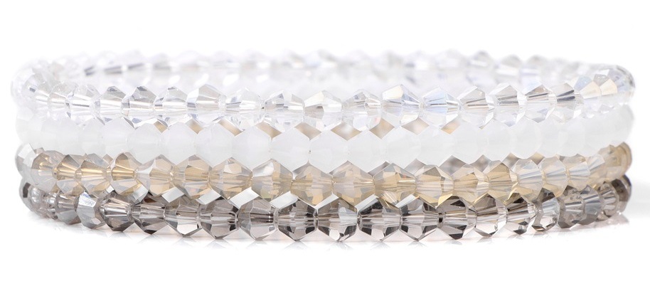 C-D6.3 B2565-004-6 Faceted Glass Bracelets 4mm - Set 4pcs Brown