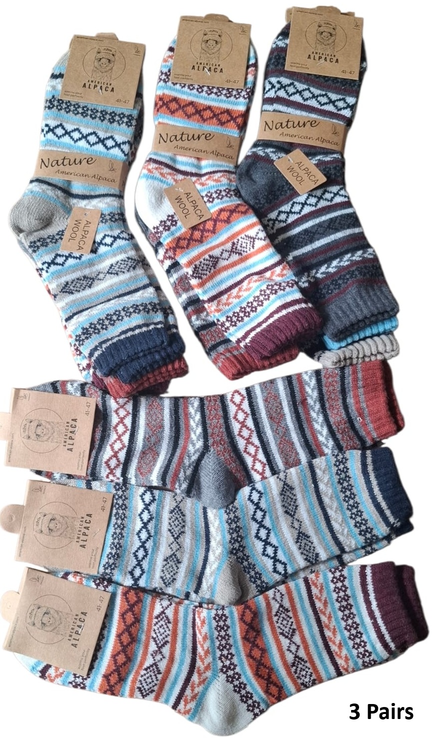 Y-E2.3 JN25-9218 Woolen Socks Size 41-47 Mixed Colors  - 3-Pack