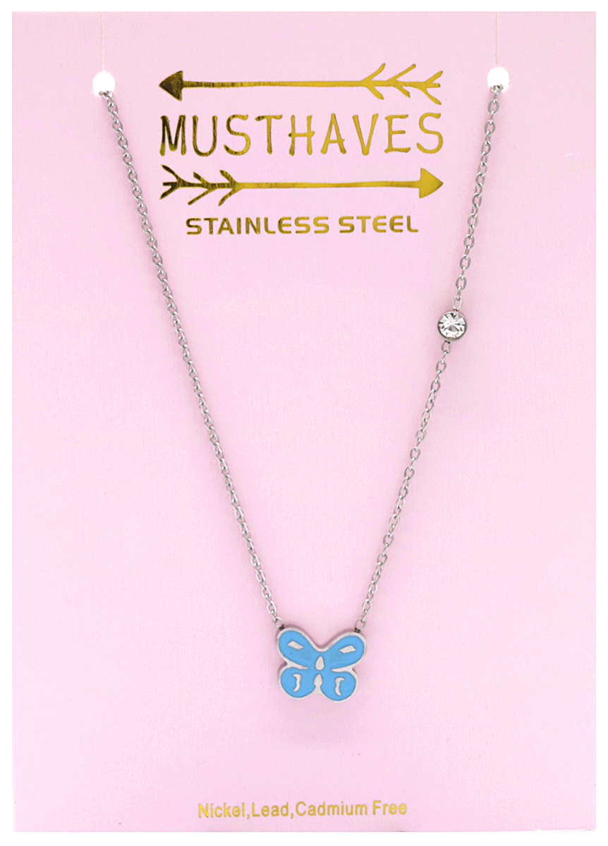 C-C2.3 N031-010S S. Steel Necklace Butterfly for Kids